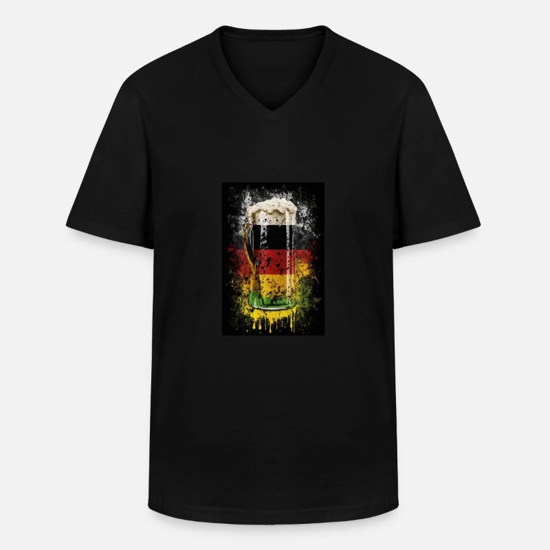 Deutschland Bier Flagge - Männer-T-Shirt mit V-Ausschnitt - Schwarz