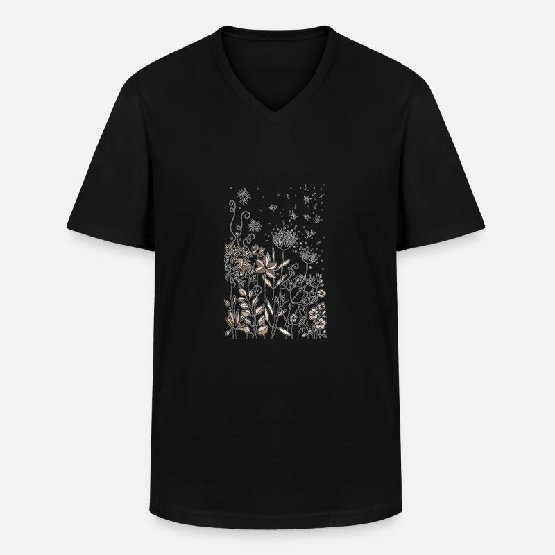Blumen - Männer-T-Shirt mit V-Ausschnitt - Schwarz