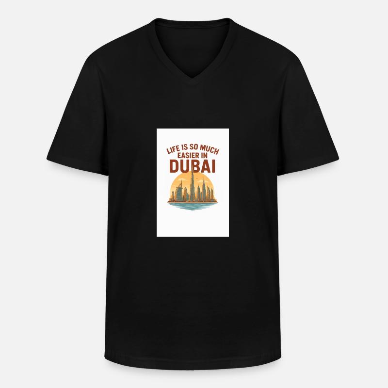 Easy dubai - Männer-T-Shirt mit V-Ausschnitt - Schwarz