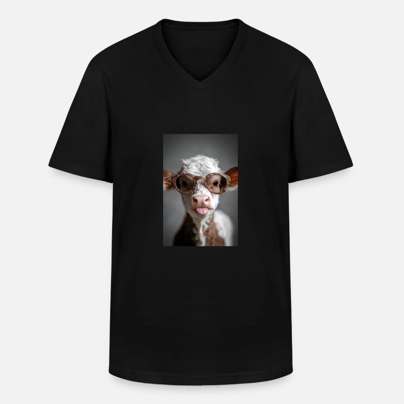 Cooles Kalb mit Attitüde - Männer-T-Shirt mit V-Ausschnitt - Schwarz
