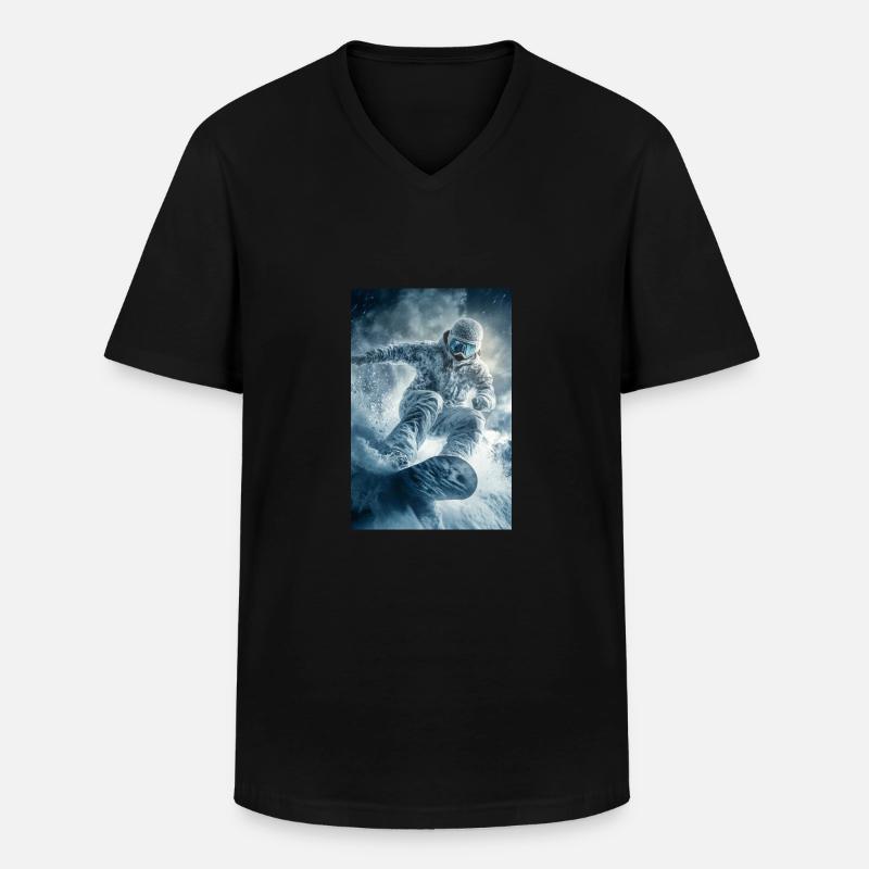 Frozen Thrill Snowboarder - Männer-T-Shirt mit V-Ausschnitt - Schwarz
