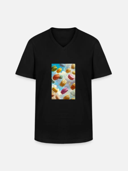 Bunte Macarons am Himmel - Männer-T-Shirt mit V-Ausschnitt - Schwarz