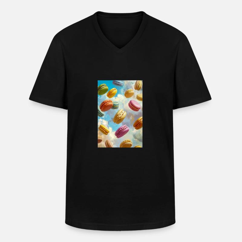Bunte Macarons am Himmel - Männer-T-Shirt mit V-Ausschnitt - Schwarz