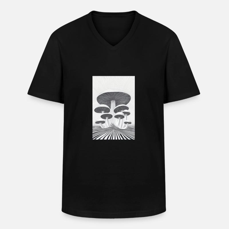 Optischer Pilzwald - Männer-T-Shirt mit V-Ausschnitt - Schwarz