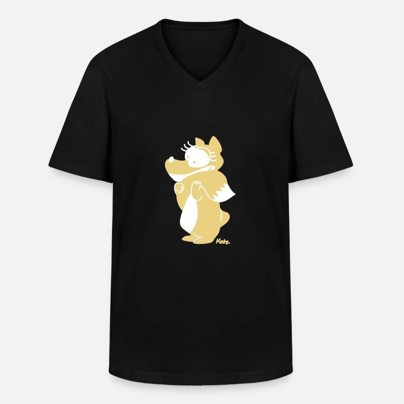 Fuchs (farbig) - Männer-T-Shirt mit V-Ausschnitt - Schwarz