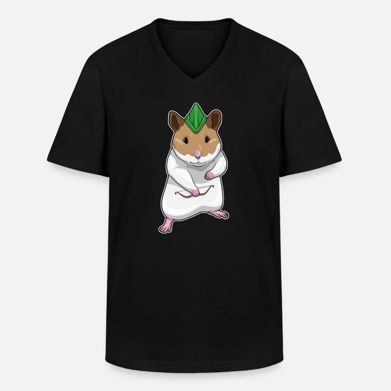Hamster Bogenschütze Bogen - Männer-T-Shirt mit V-Ausschnitt - Schwarz