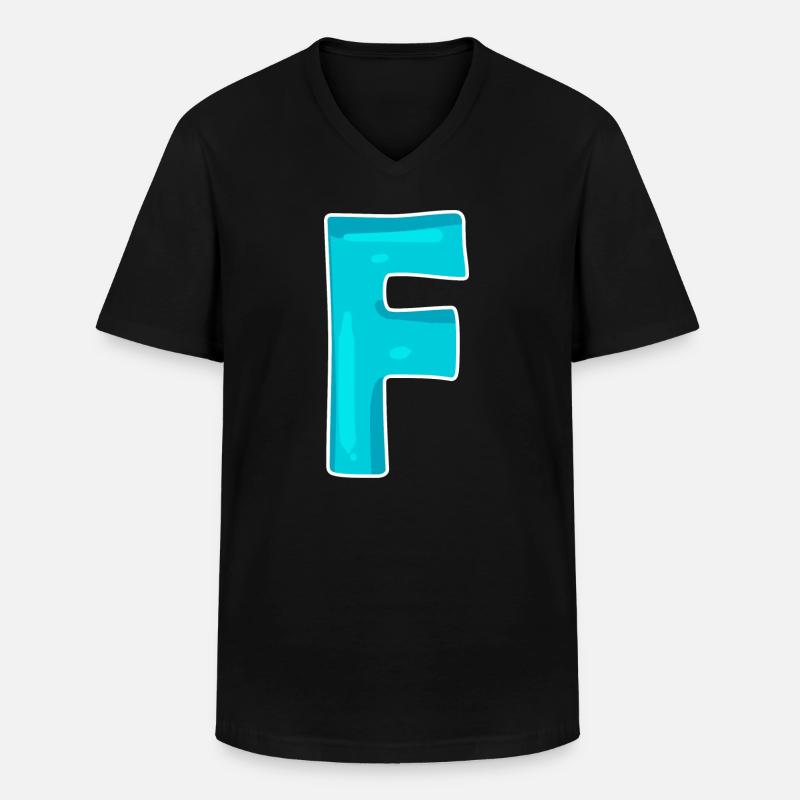Name Buchstabe F - Männer-T-Shirt mit V-Ausschnitt - Schwarz