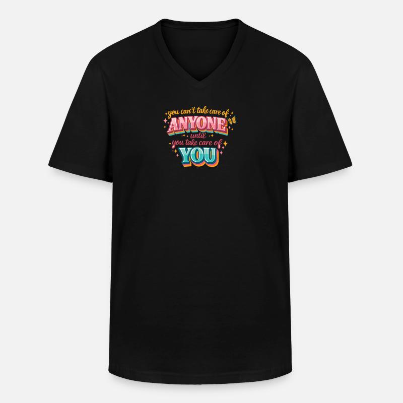 Behandle dich zuerst: Retro Selbstfürsorge - Männer-T-Shirt mit V-Ausschnitt - Schwarz