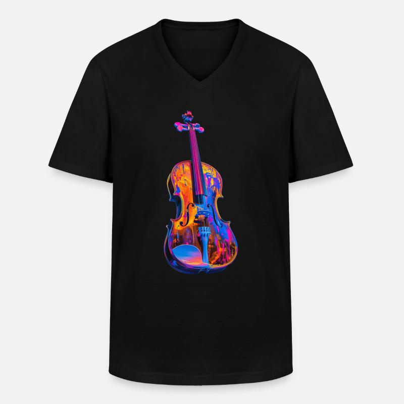 Violine - Männer-T-Shirt mit V-Ausschnitt - Schwarz