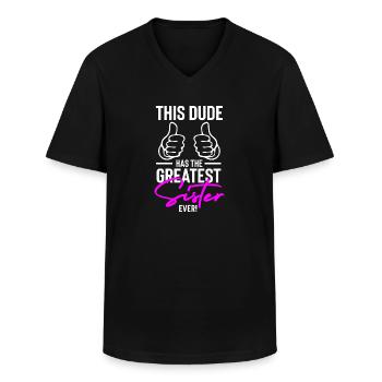 Ce mec a la plus grande sœur de tous les temps! - T-shirt col V Homme - noir - Devant - AI Model Male 178 dark (178cm)