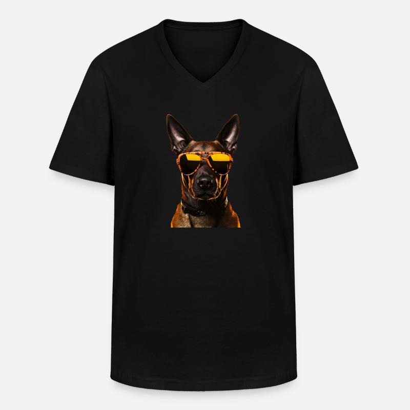 Malinois Cool - Malinois Hund - Männer-T-Shirt mit V-Ausschnitt - Schwarz