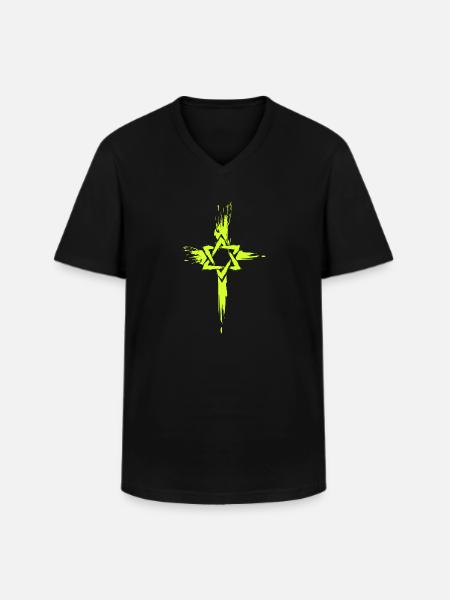 Messianske jøder krydsesymbol - Klassisk herre T-shirt med V-udskæring - sort