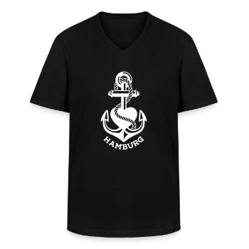 HAMBURG Anker Herz - Männer-T-Shirt mit V-Ausschnitt - Schwarz - Vorne - AI Model Male 178 dark (178cm)