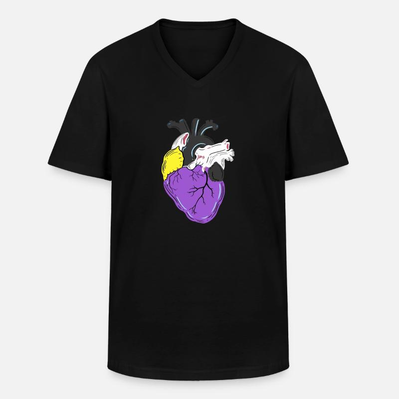 Nonbinary Pride Herz Nonbinary Pride - Männer-T-Shirt mit V-Ausschnitt - Schwarz
