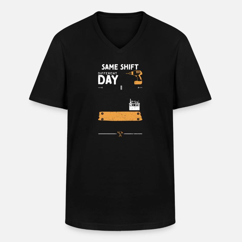 Same Shift Different Day - Männer-T-Shirt mit V-Ausschnitt - Schwarz