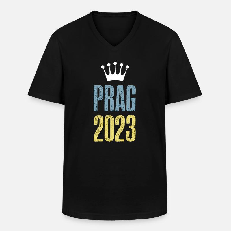Prag 2023 Krone - Männer-T-Shirt mit V-Ausschnitt - Schwarz