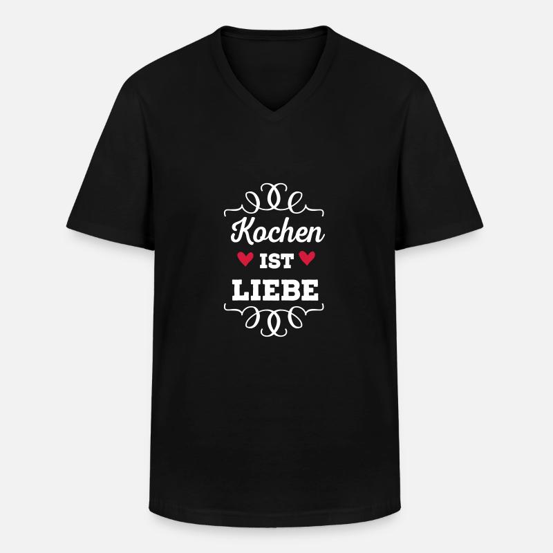 Kochen it Liebe - Männer-T-Shirt mit V-Ausschnitt - Schwarz