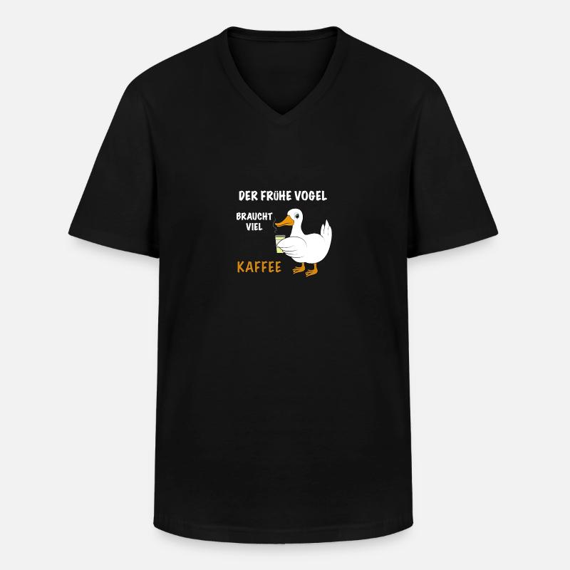 Ente Kaffee Spruch - Männer-T-Shirt mit V-Ausschnitt - Schwarz