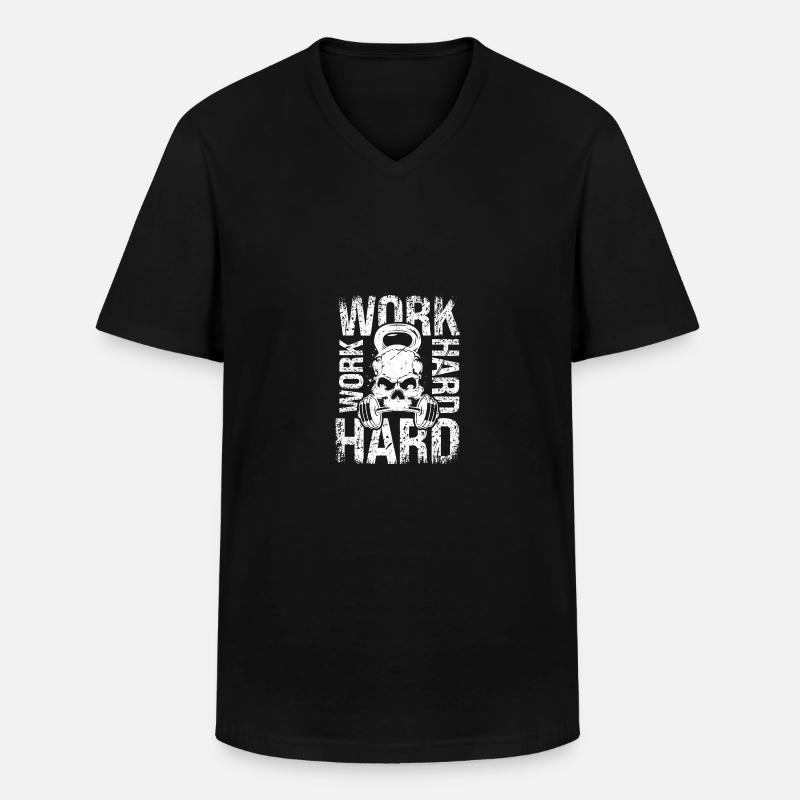 Arbeite hart - - Männer-T-Shirt mit V-Ausschnitt - Schwarz