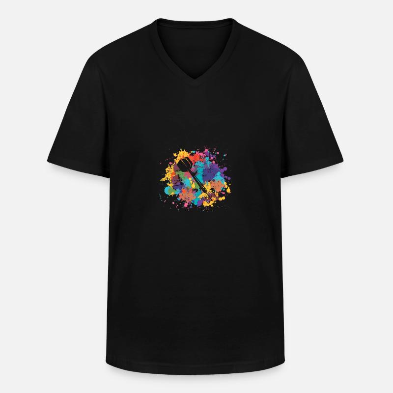 Farbenfrohe Spritzer - Dart - - Männer-T-Shirt mit V-Ausschnitt - Schwarz
