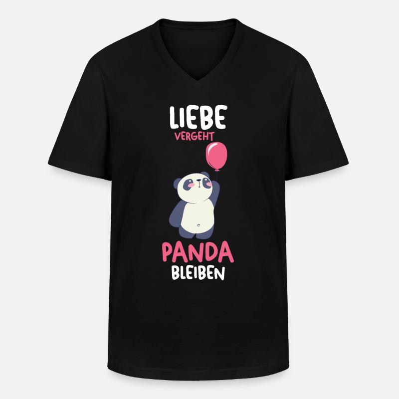 Panda - Männer-T-Shirt mit V-Ausschnitt - Schwarz