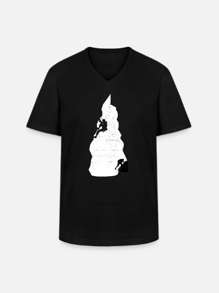 Klettern Bouldern - Männer-T-Shirt mit V-Ausschnitt - Schwarz