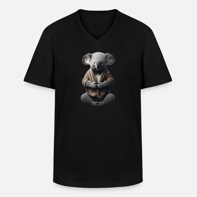 Koala Mönch - Männer-T-Shirt mit V-Ausschnitt - Schwarz
