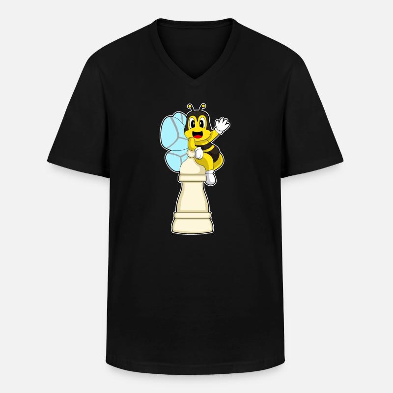 Schachfigur Bauer Biene Schach - Männer-T-Shirt mit V-Ausschnitt - Schwarz