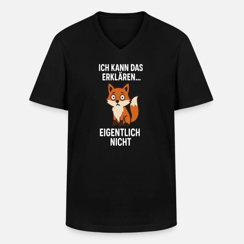 Fuchswitz: Erklären? Eigentlich Nein - Männer-T-Shirt mit V-Ausschnitt - Schwarz