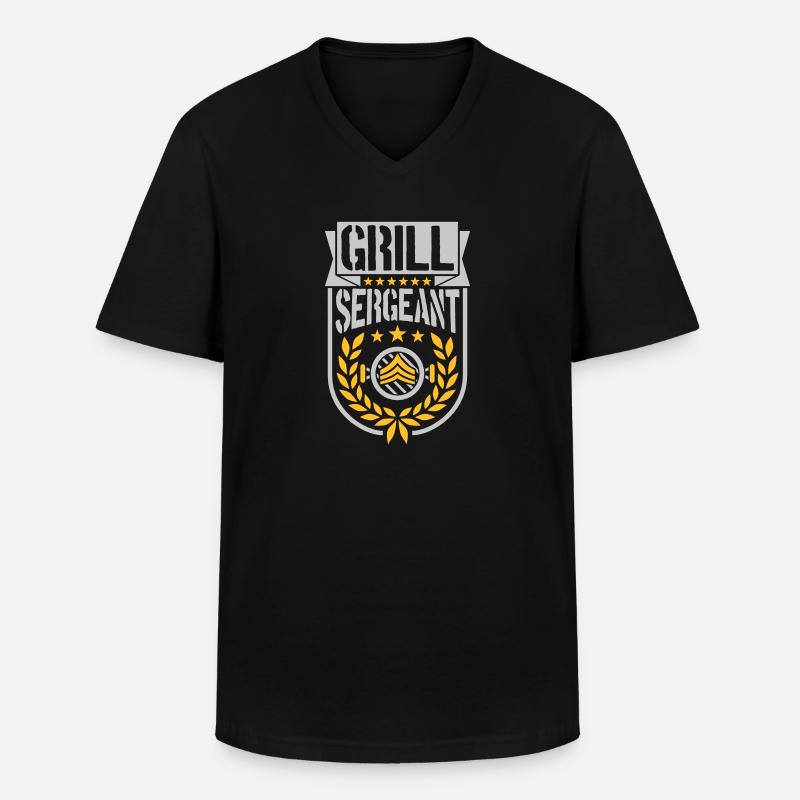 Grill Sergeant Lorbeerkranz Barbecue - Männer-T-Shirt mit V-Ausschnitt - Schwarz