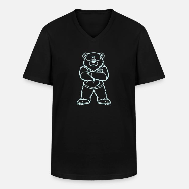 eisbär comic cool - Männer-T-Shirt mit V-Ausschnitt - Schwarz