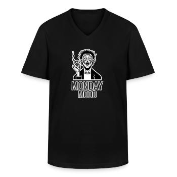Homme caféiné fumant une cigarette - Monday Mood - T-shirt col V Homme - noir - Devant - AI Model Male 178 dark (178cm)