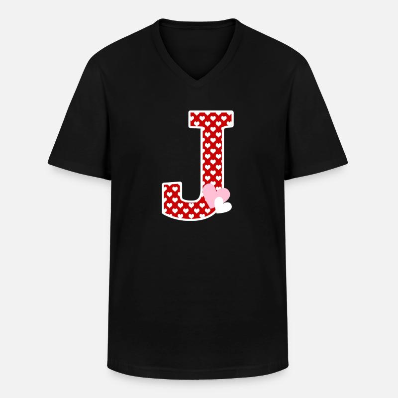 Buchstabe j Herz - Männer-T-Shirt mit V-Ausschnitt - Schwarz
