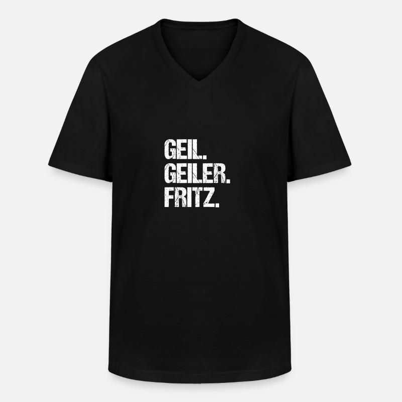 Fritz - Männer-T-Shirt mit V-Ausschnitt - Schwarz