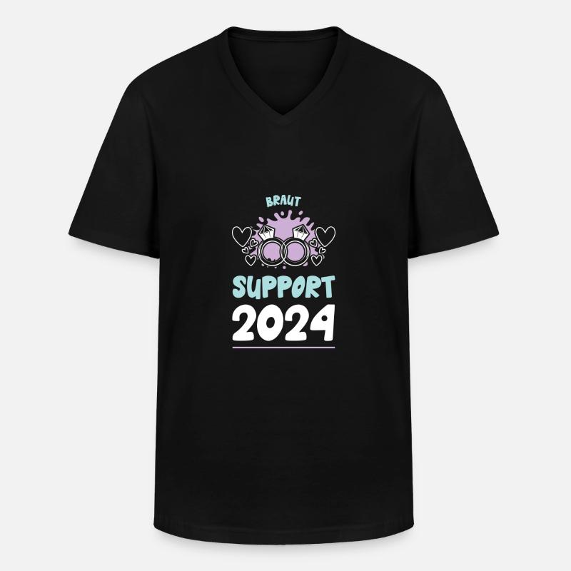 Braut Support 2024 Hochzeit - Männer-T-Shirt mit V-Ausschnitt - Schwarz