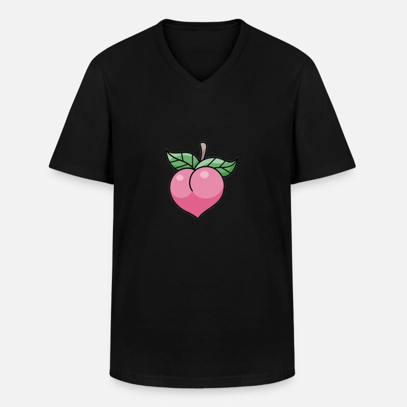 Pinker Pfirsich - Männer-T-Shirt mit V-Ausschnitt - Schwarz