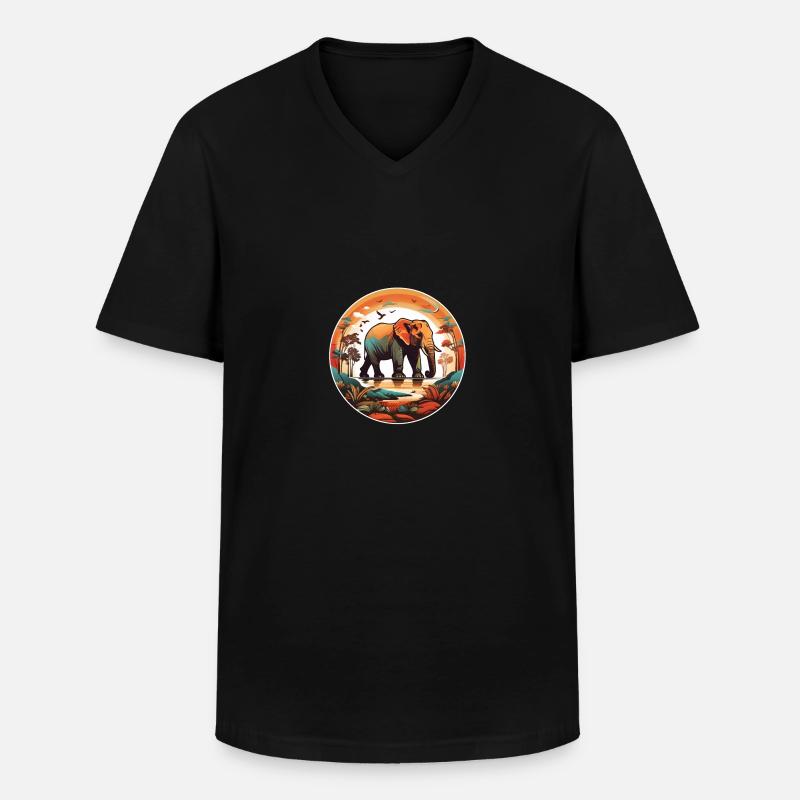 Afrikanischer Elefant Design - Männer-T-Shirt mit V-Ausschnitt - Schwarz