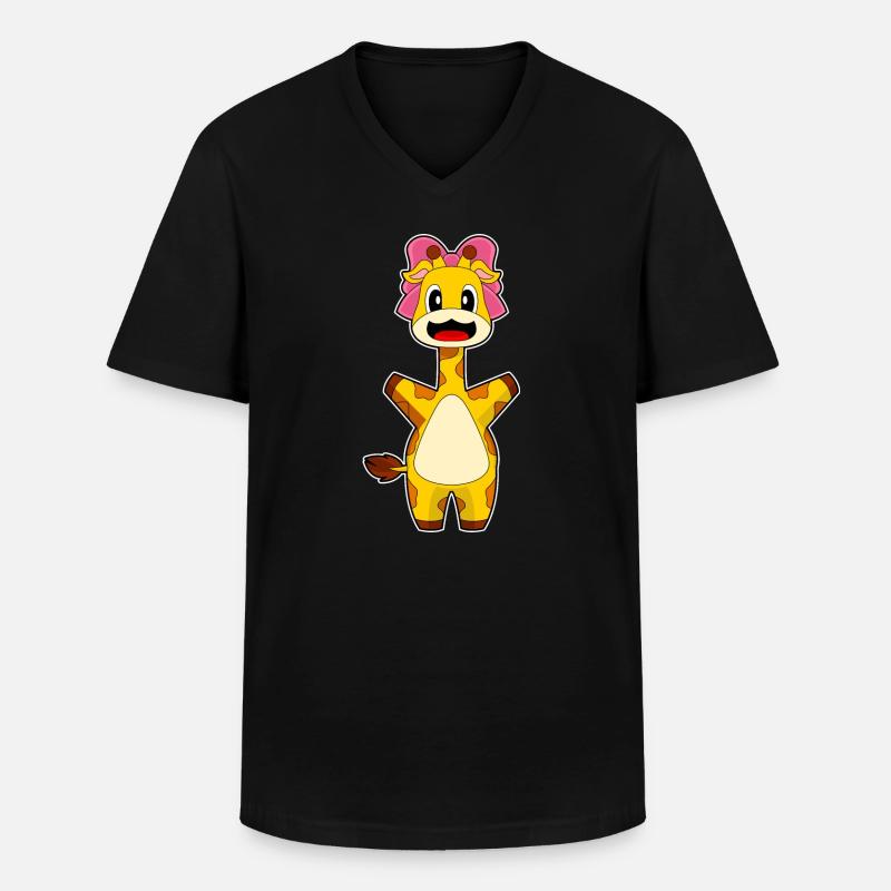 Giraffe Schleife - Männer-T-Shirt mit V-Ausschnitt - Schwarz