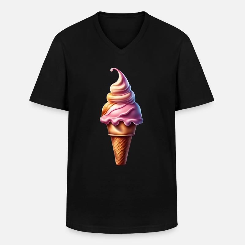 Süße Eiswaffel - Männer-T-Shirt mit V-Ausschnitt - Schwarz