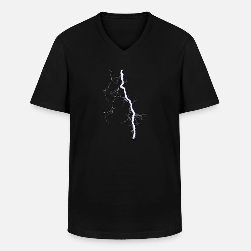 Blitz blau - Männer-T-Shirt mit V-Ausschnitt - Schwarz