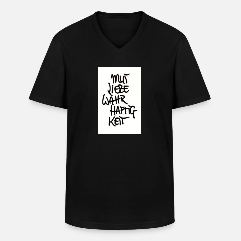 MUT, LIEBE, WAHRHAFTIGKEIT - Männer-T-Shirt mit V-Ausschnitt - Schwarz