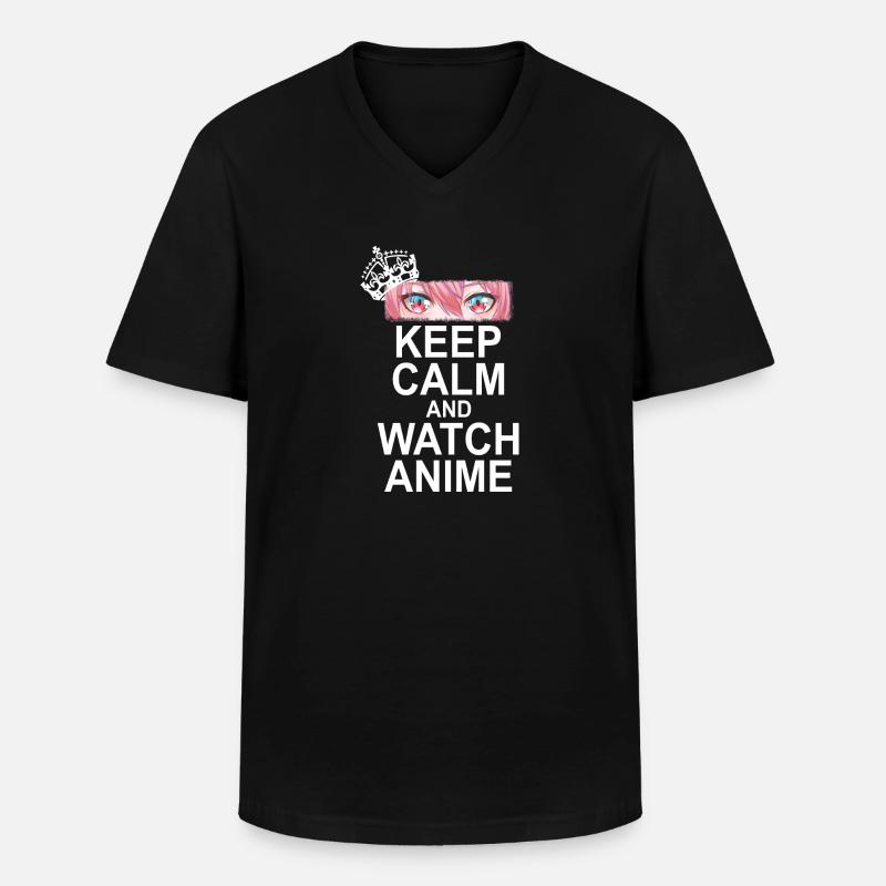 Keep Calm And Watch Anime - Männer-T-Shirt mit V-Ausschnitt - Schwarz