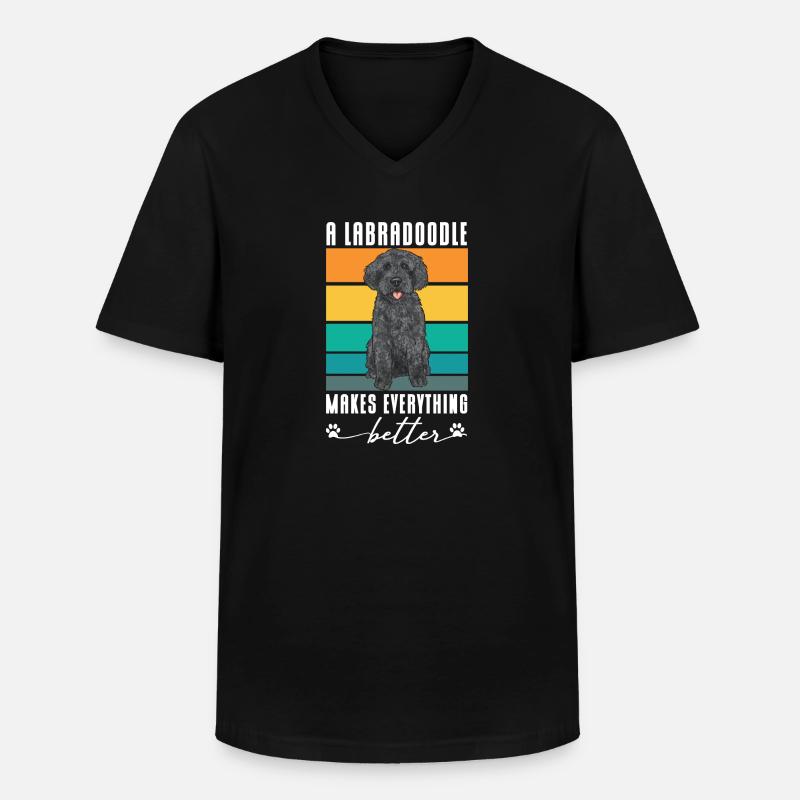 Labradoodle Hund - Männer-T-Shirt mit V-Ausschnitt - Schwarz