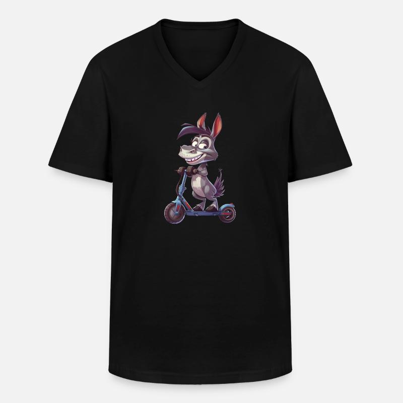 Esel Roller - Männer-T-Shirt mit V-Ausschnitt - Schwarz