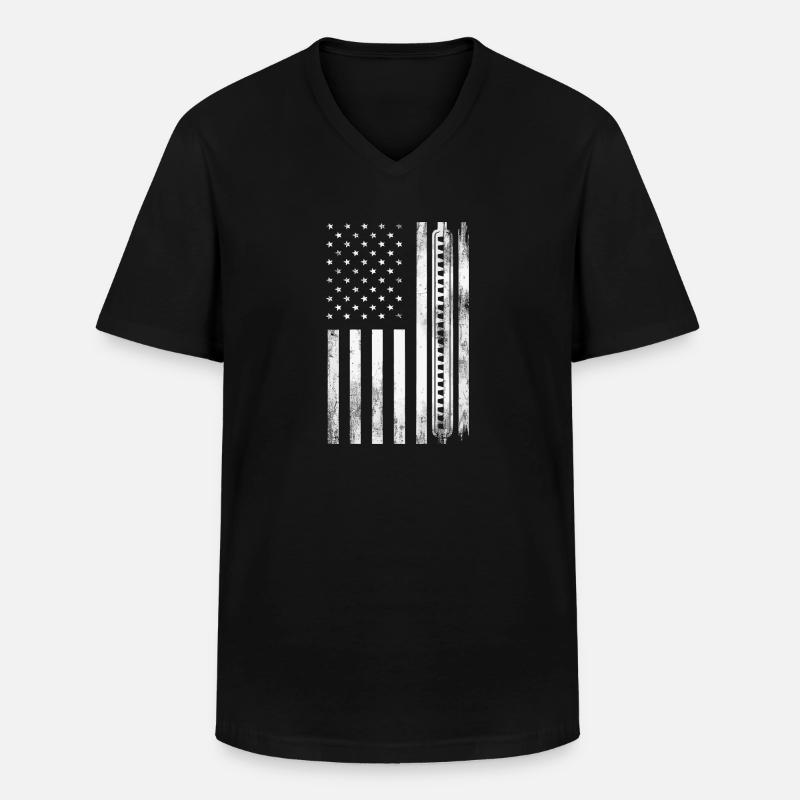 Harmonica Playing Gift - Men's V-Neck T-Shirt - black
