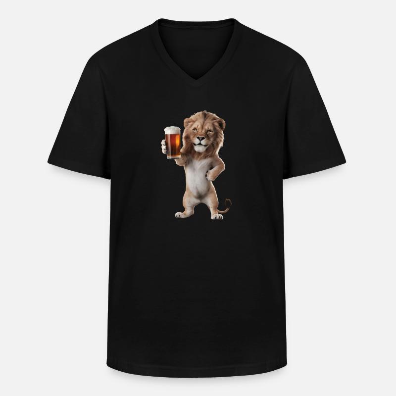 Löwe Bier - Männer-T-Shirt mit V-Ausschnitt - Schwarz