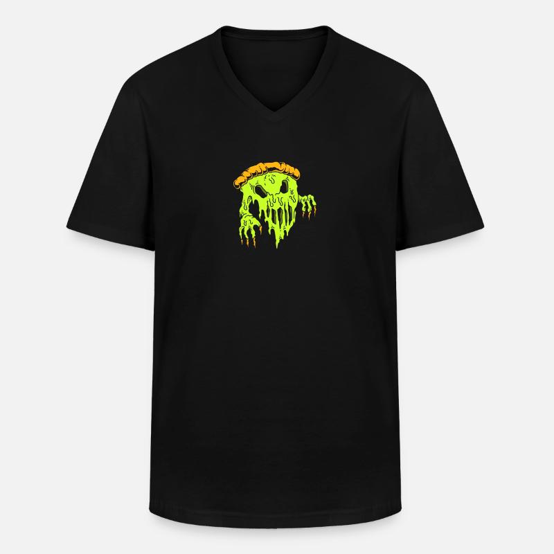 Horror Pizza - Männer-T-Shirt mit V-Ausschnitt - Schwarz