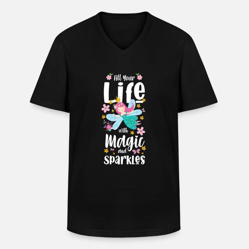 Elfe Schwester Einhorn - Männer-T-Shirt mit V-Ausschnitt - Schwarz