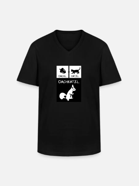 Eichhörnchen - Oachkatzl - Männer-T-Shirt mit V-Ausschnitt - Schwarz