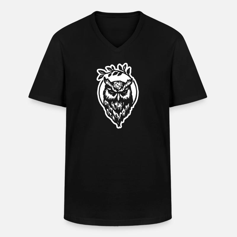 Eule - Männer-T-Shirt mit V-Ausschnitt - Schwarz